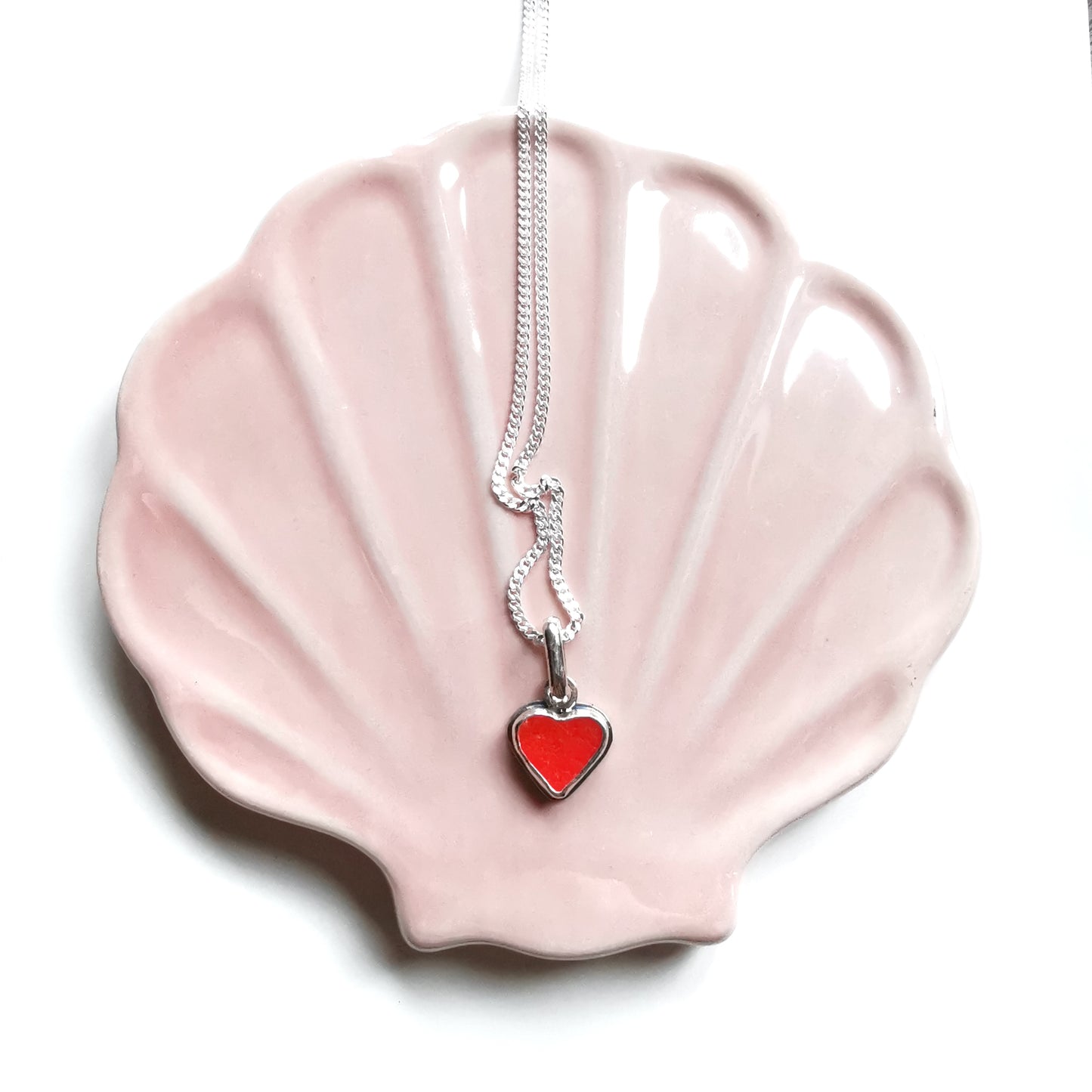Reserved for Gatia. Scottish orange sea glass heart & sterling silver pendant.