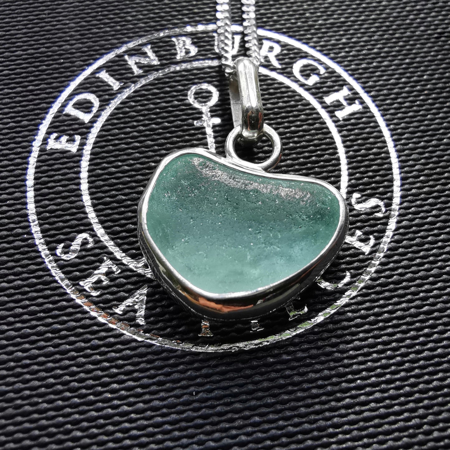 Genuine Scottish sea foam sea glass heart & sterling silver pendant.