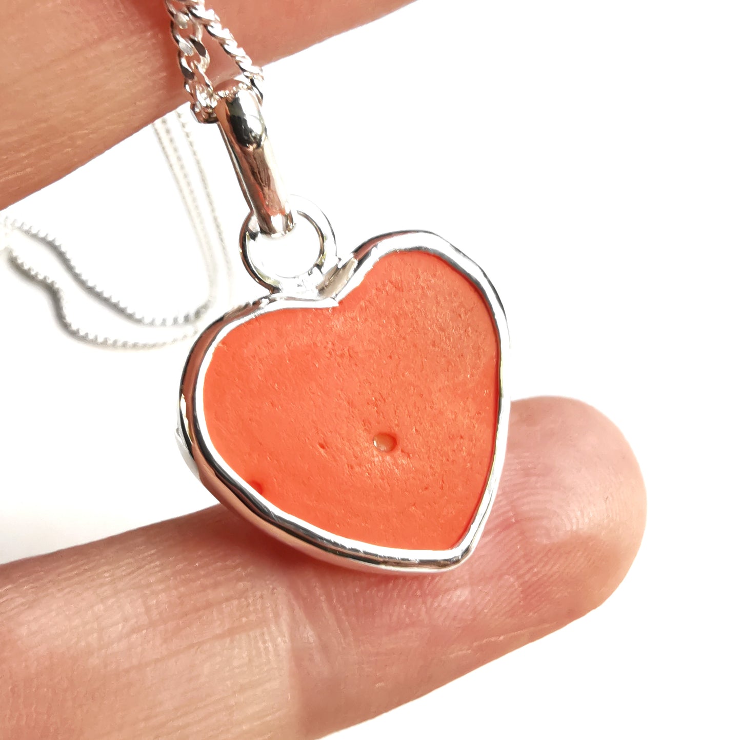 Scottish multi coloured sea glass heart & sterling silver pendant.