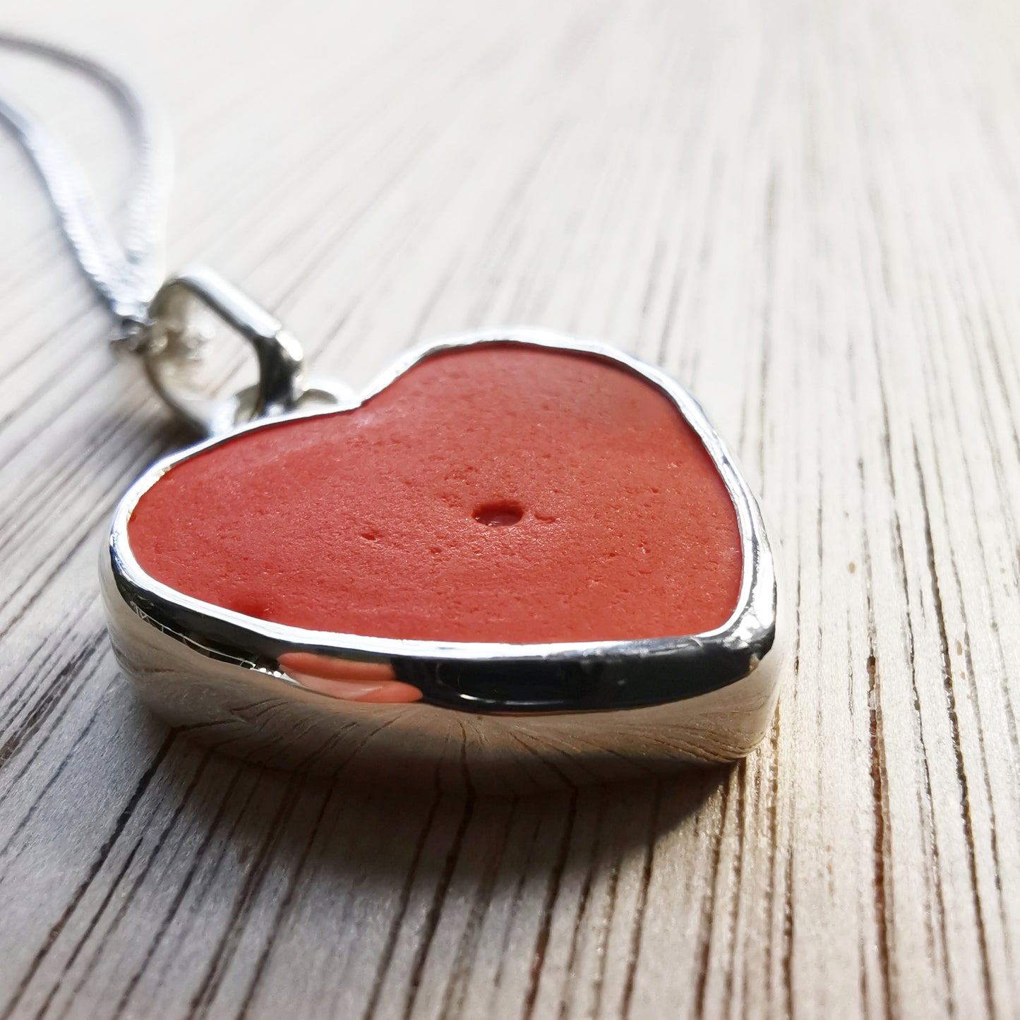 Scottish multi coloured sea glass heart & sterling silver pendant.