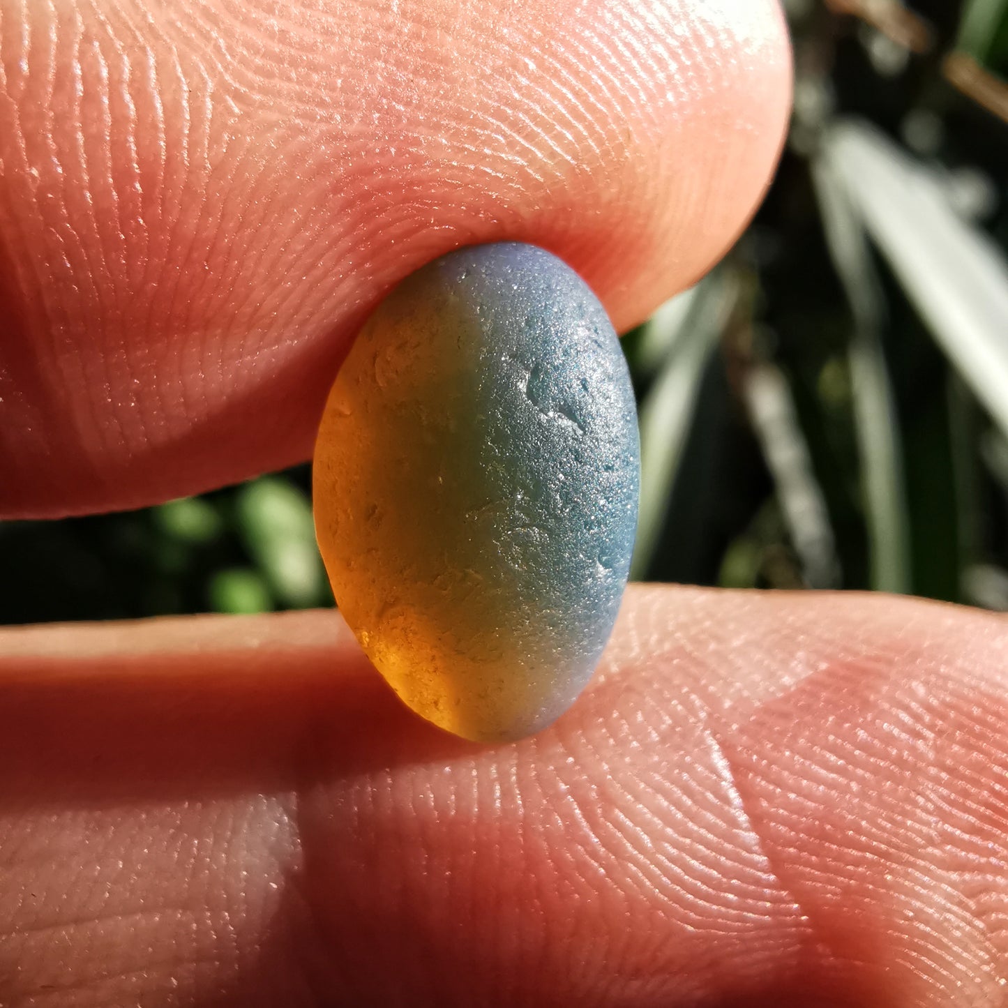 Opalescent sea glass & sterling silver adjustable ring.