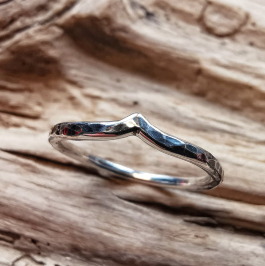 Sterling silver stacking hammered ring.