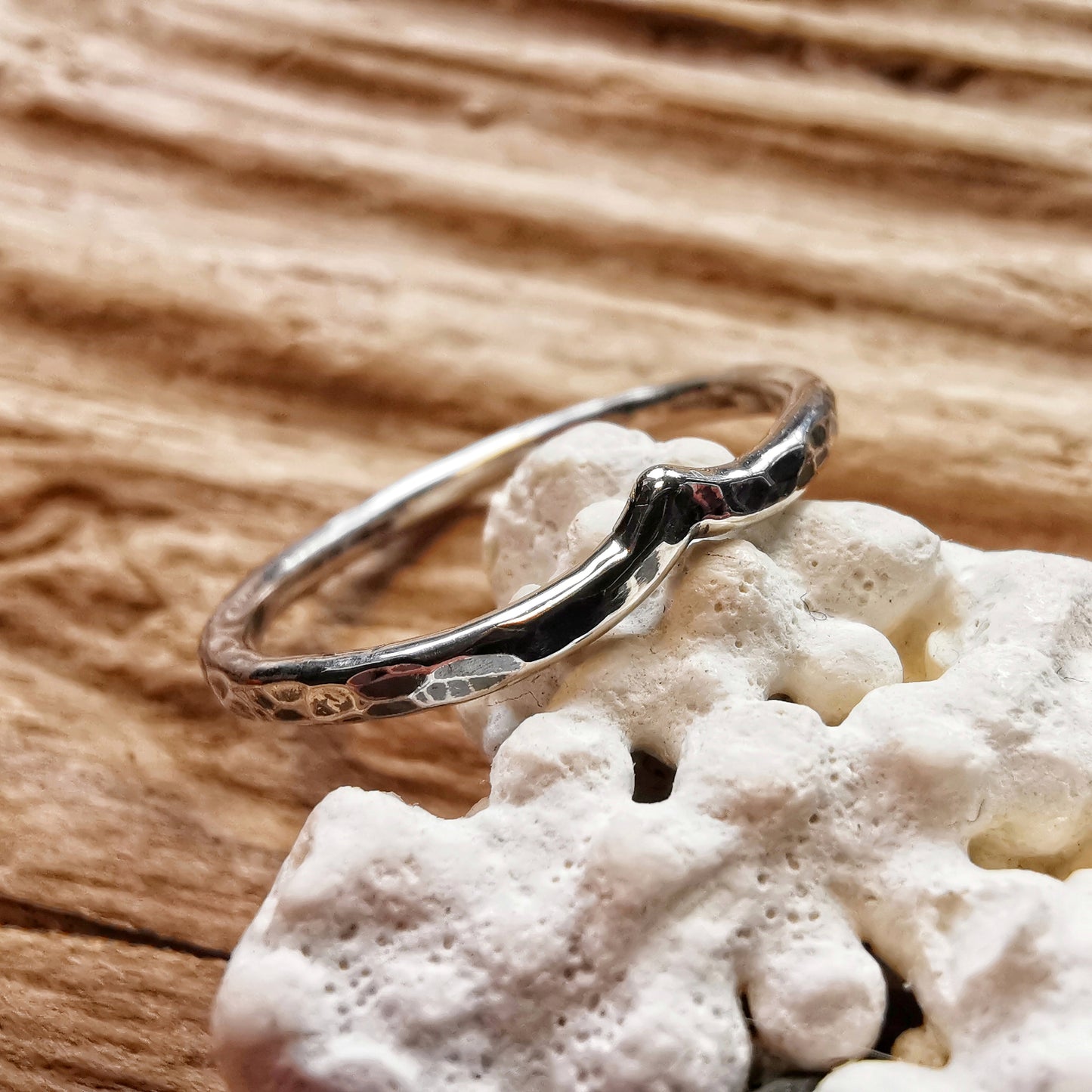 Sterling silver stacking hammered ring.