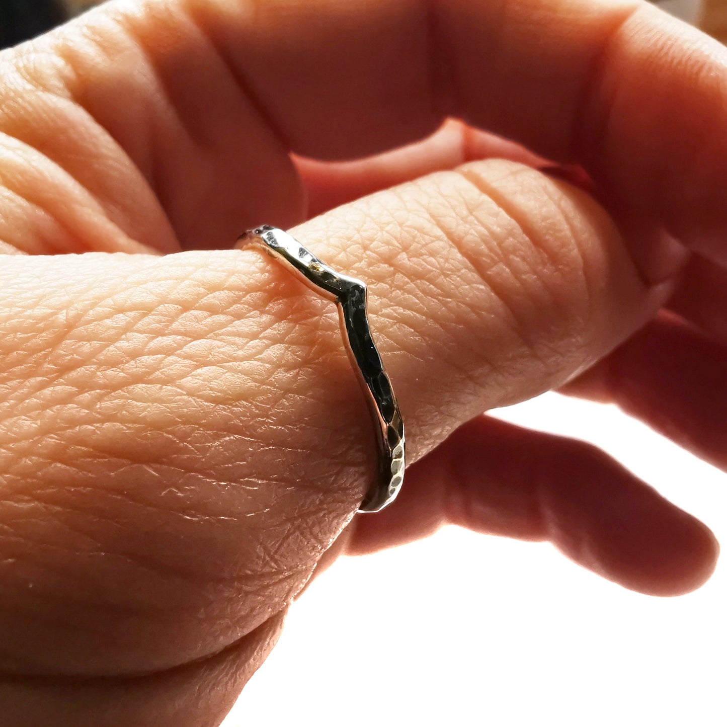 Sterling silver stacking hammered ring.