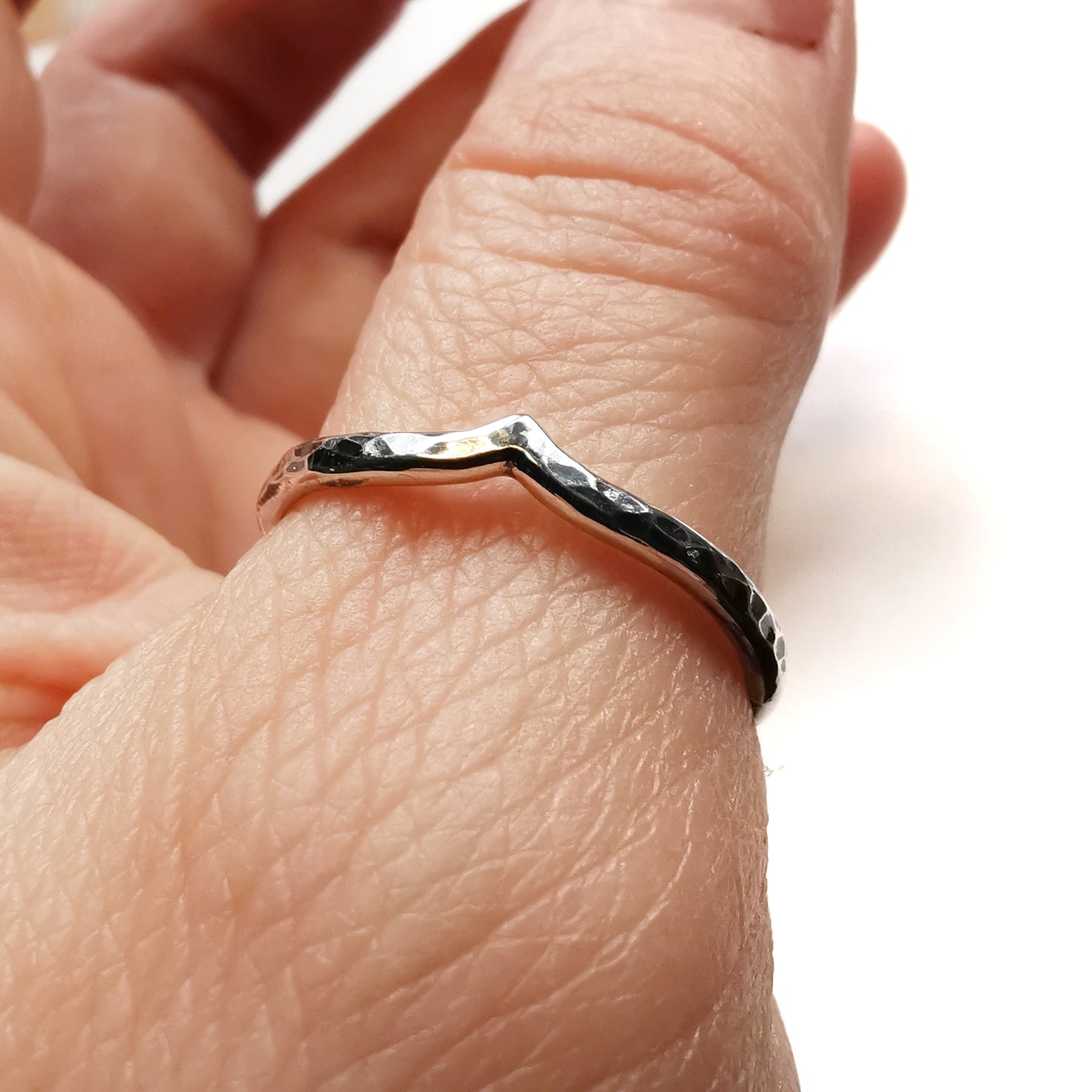 Sterling silver stacking hammered ring.