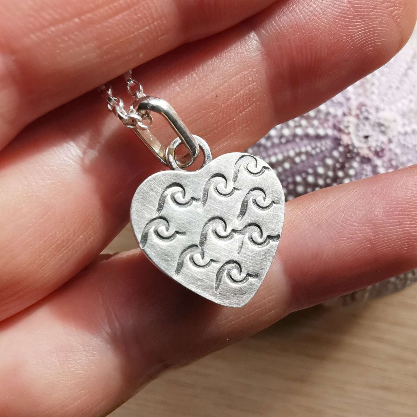 Scottish blue sea glass heart & sterling silver pendant.