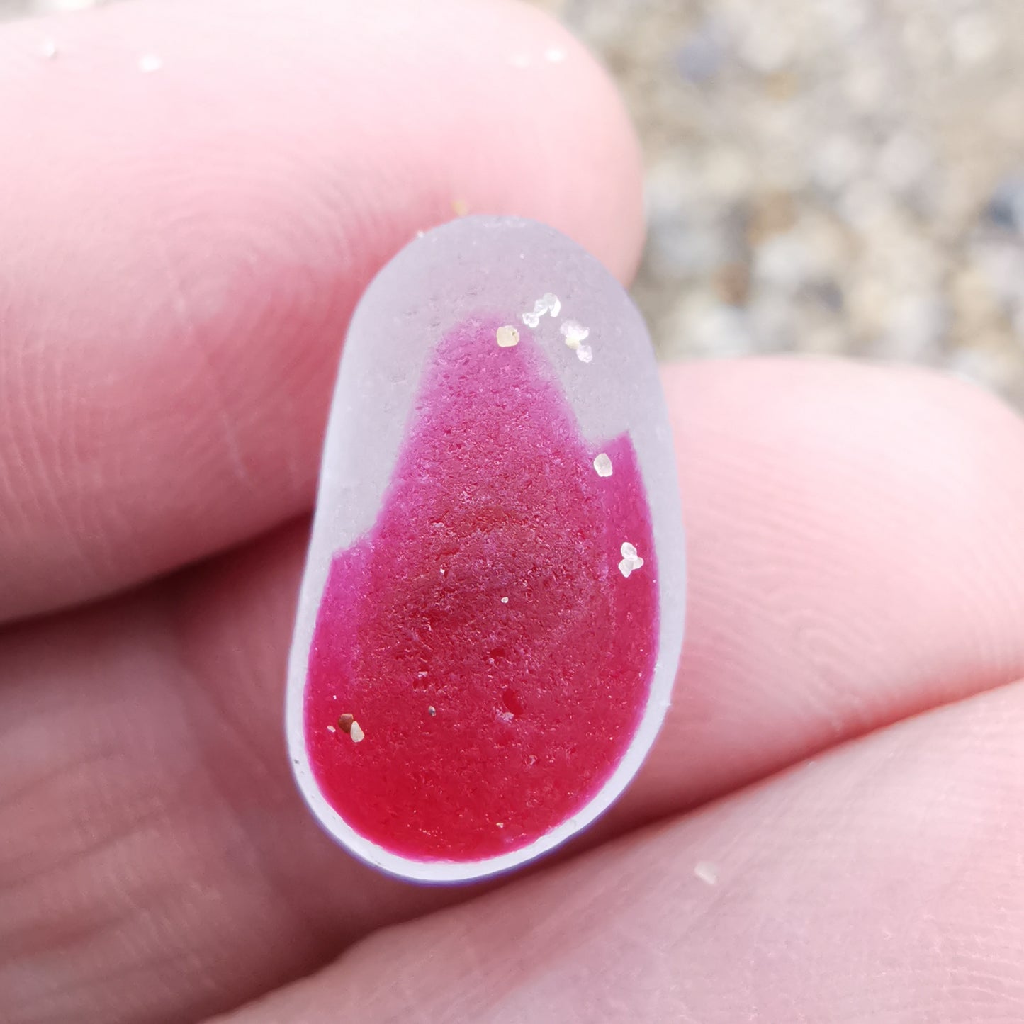 Seaham pink and clear multi sea glass & sterling silver pendant.