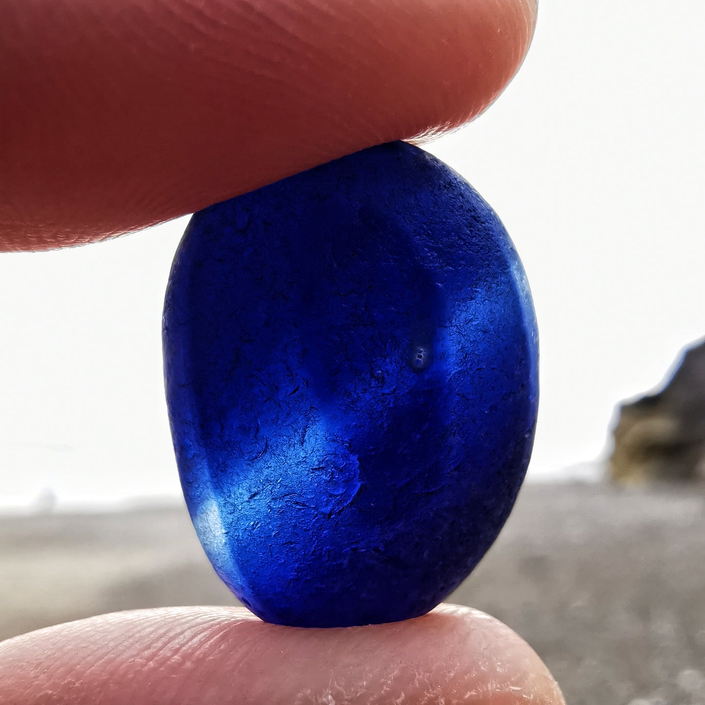 Seaham blue multi sea glass & sterling silver cuff bracelet.