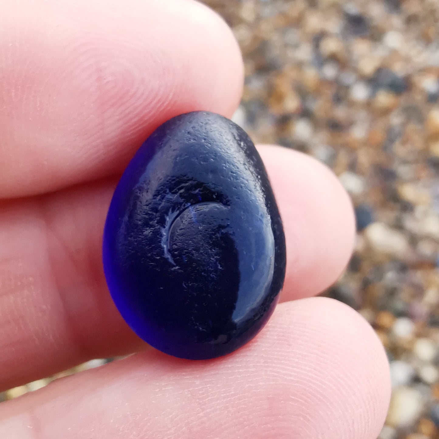 Cobalt blue Seaham sea glass & sterling silver pendant.