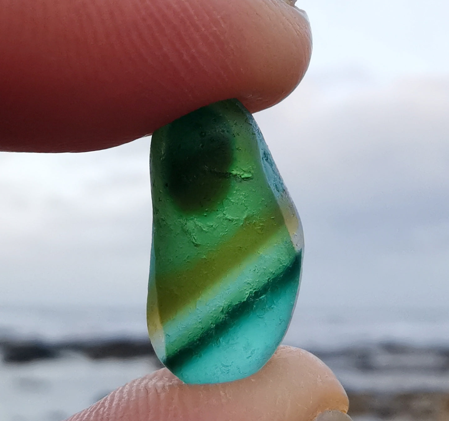 Seaham green multi sea glass & sterling silver pendant.