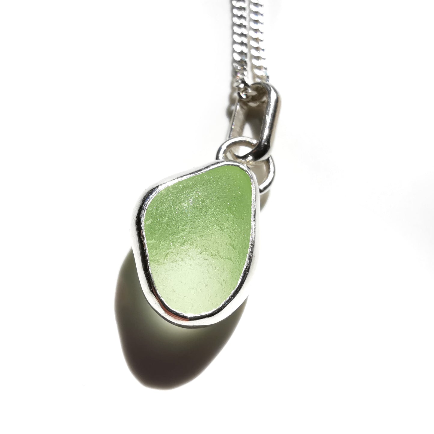 Seaham UV sea glass & sterling silver pendant.