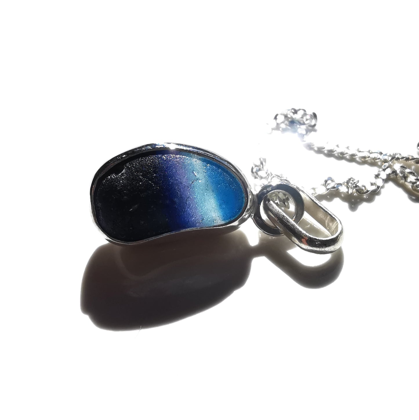 Seaham multi sea glass & sterling silver pendant.