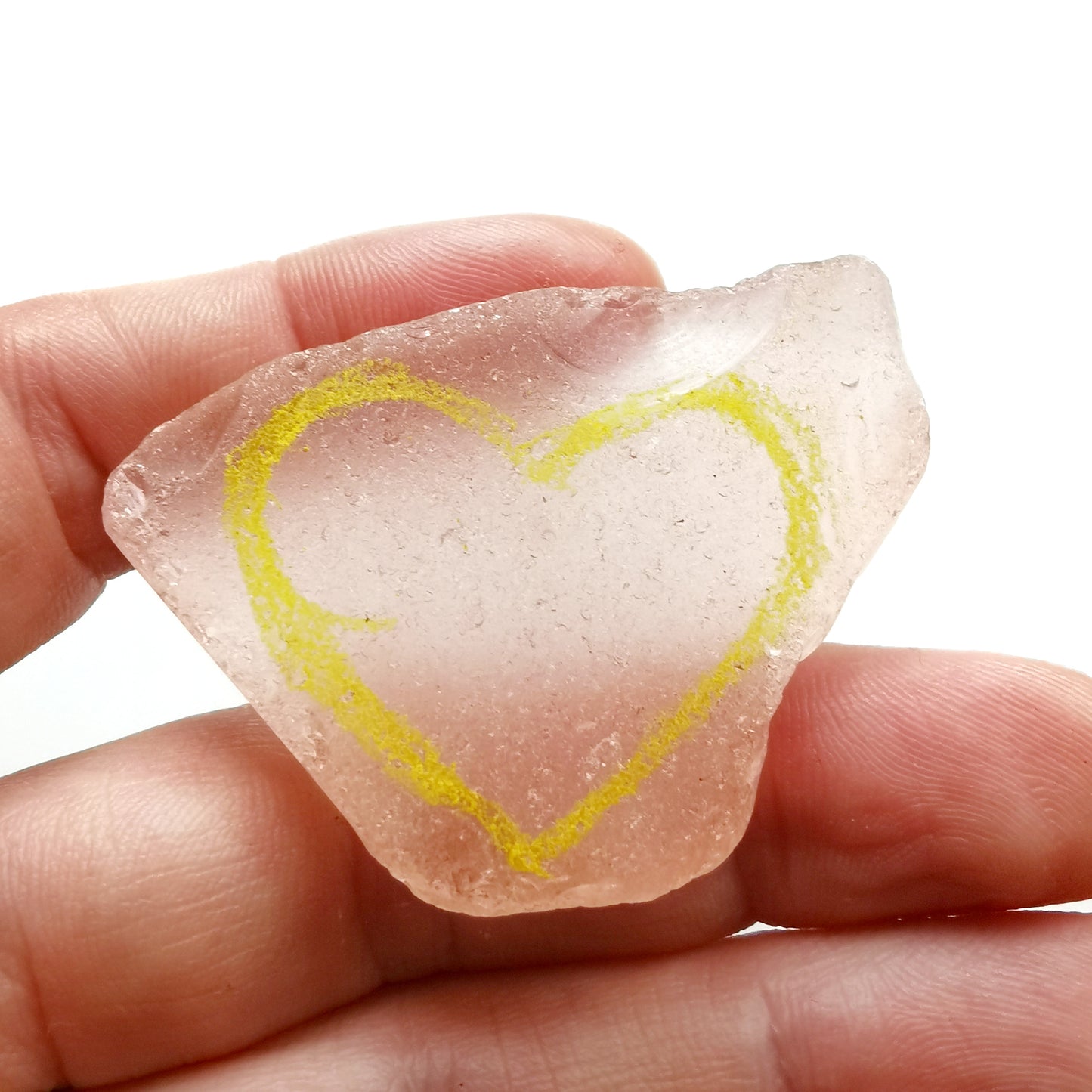 Scottish large soft pink sea glass heart & sterling silver pendant.