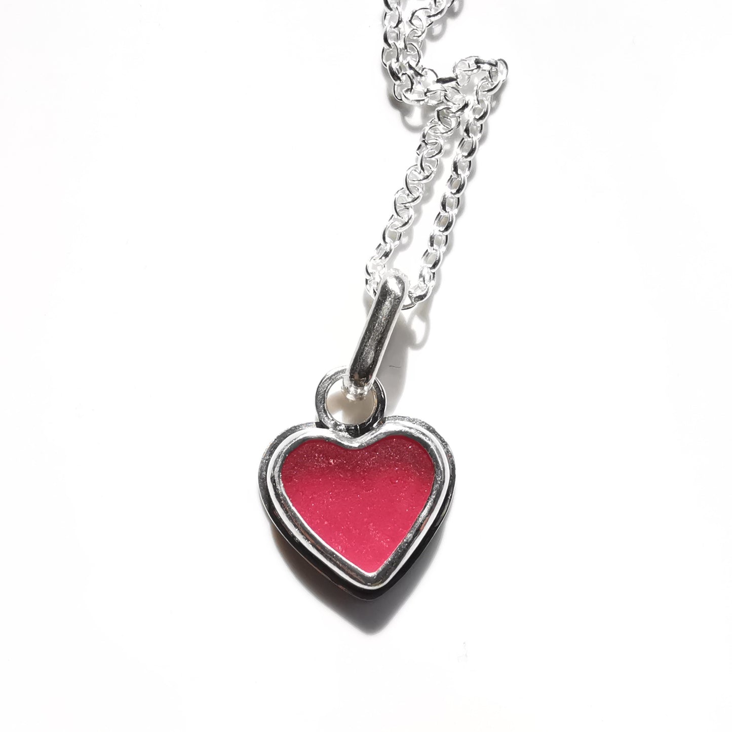 Scottish pink sea glass heart & sterling silver pendant.