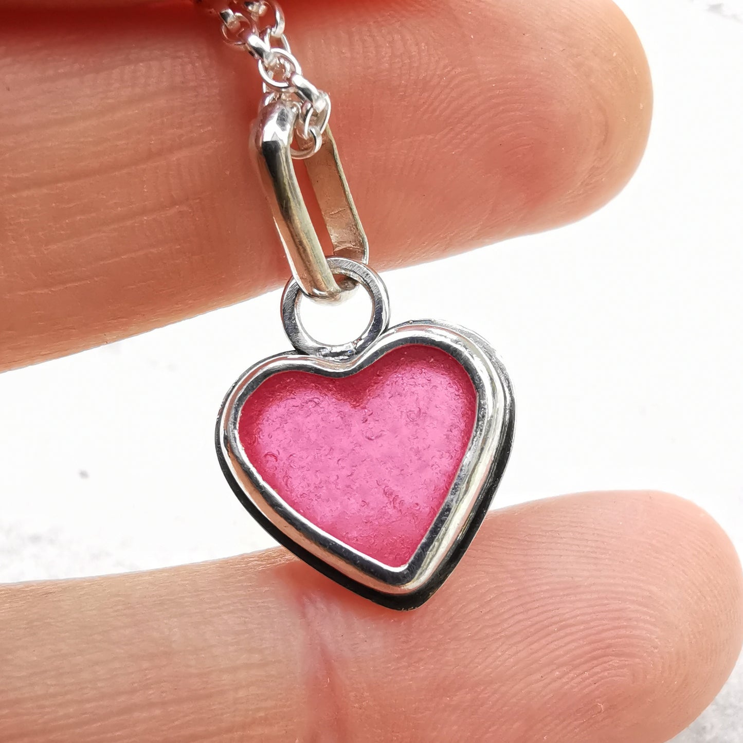 Scottish pink sea glass heart & sterling silver pendant.