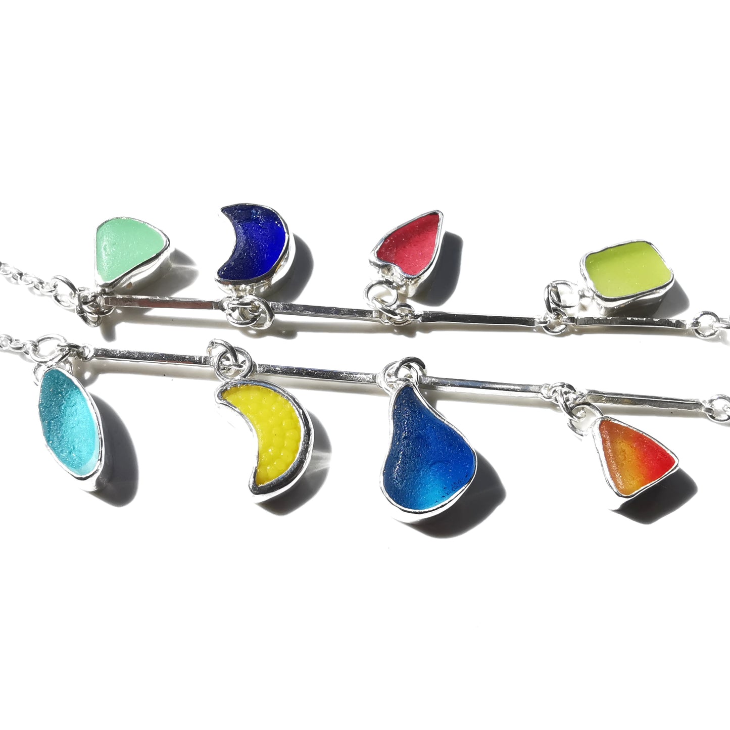 Genuine Scottish rainbow sea glass & sterling silver necklace.