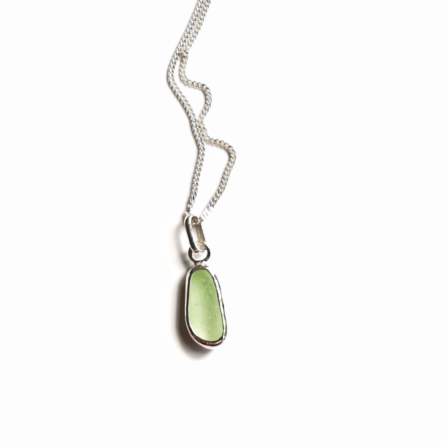 Seaham UV sea glass & sterling silver pendant.