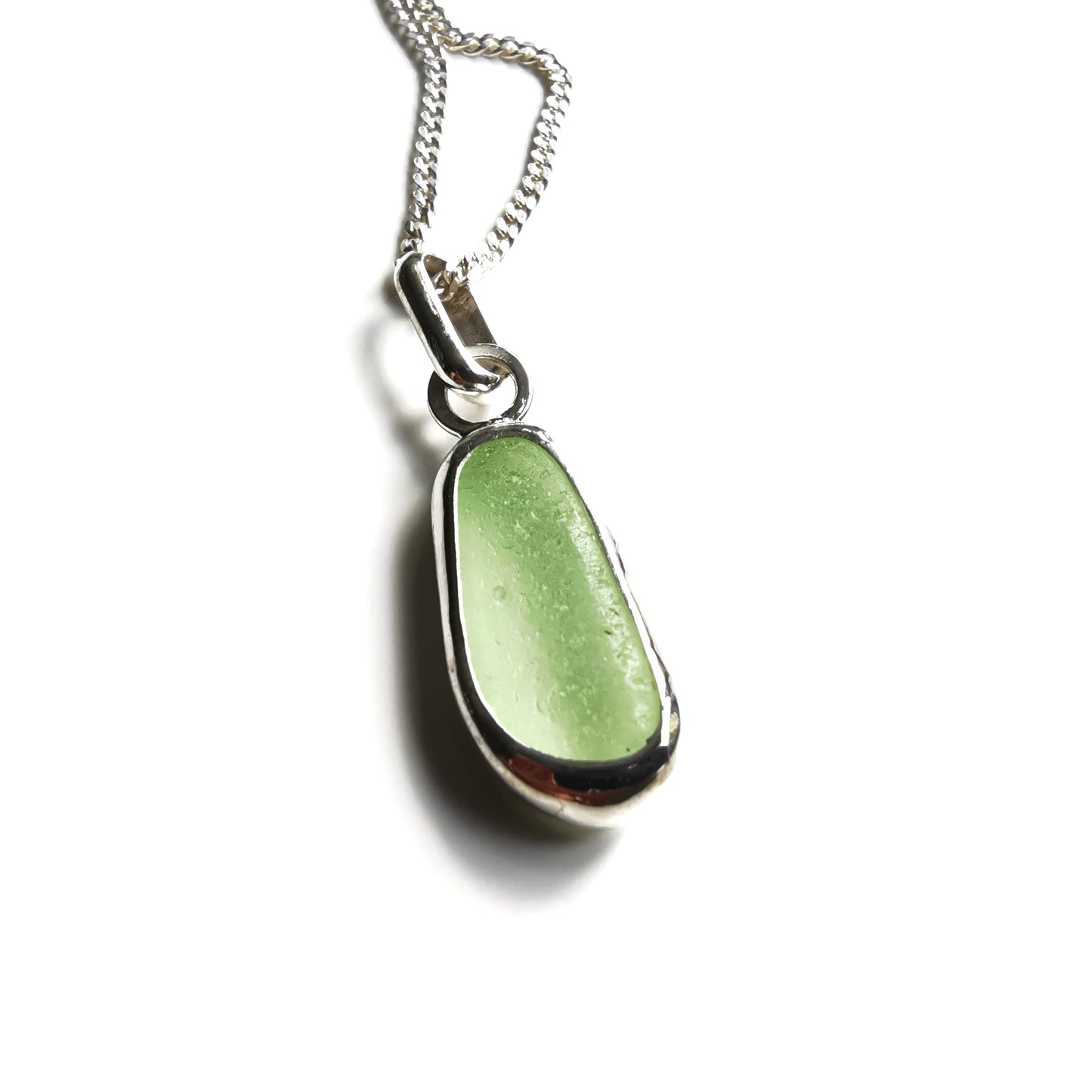 Seaham UV sea glass & sterling silver pendant.