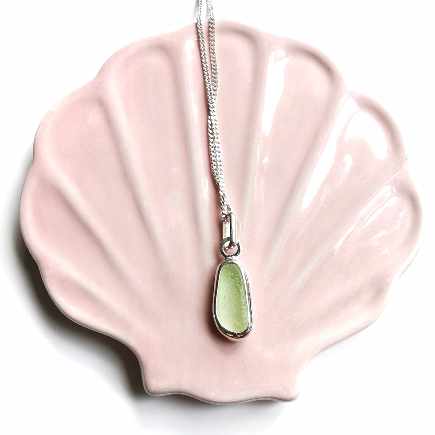 Seaham UV sea glass & sterling silver pendant.