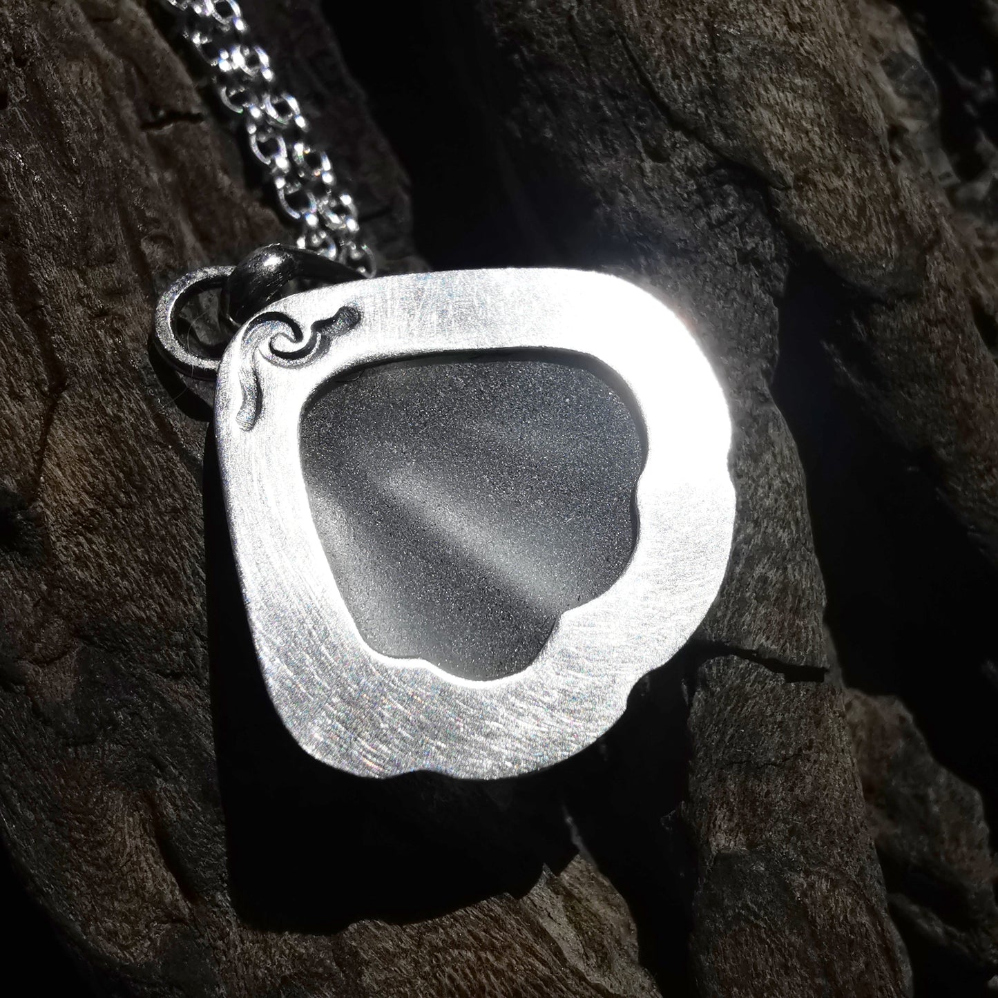 Reserved for Kerry. Scottish clear sea glass shell & sterling silver pendant.