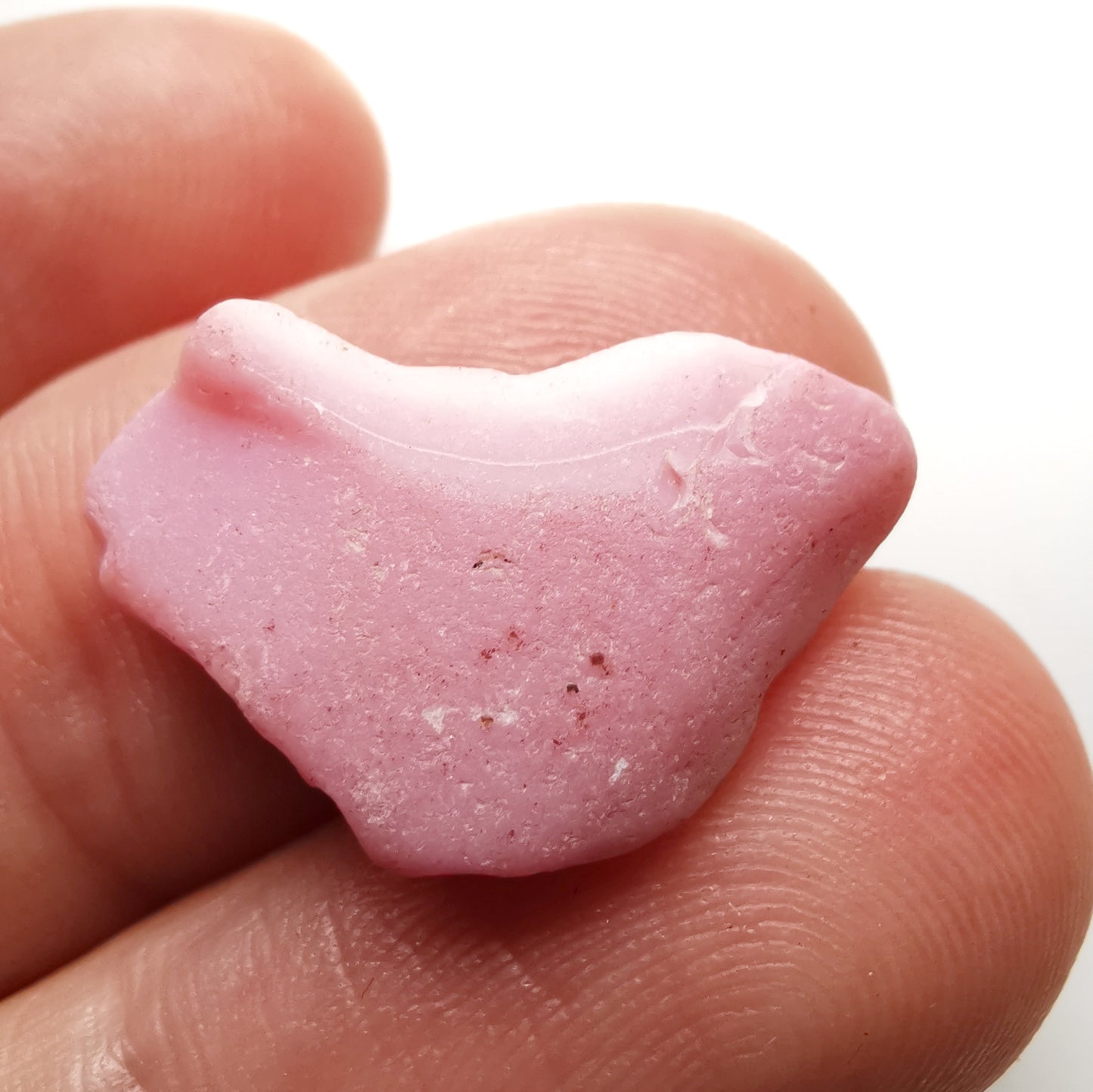 Scottish pink sea glass heart & sterling silver pendant.