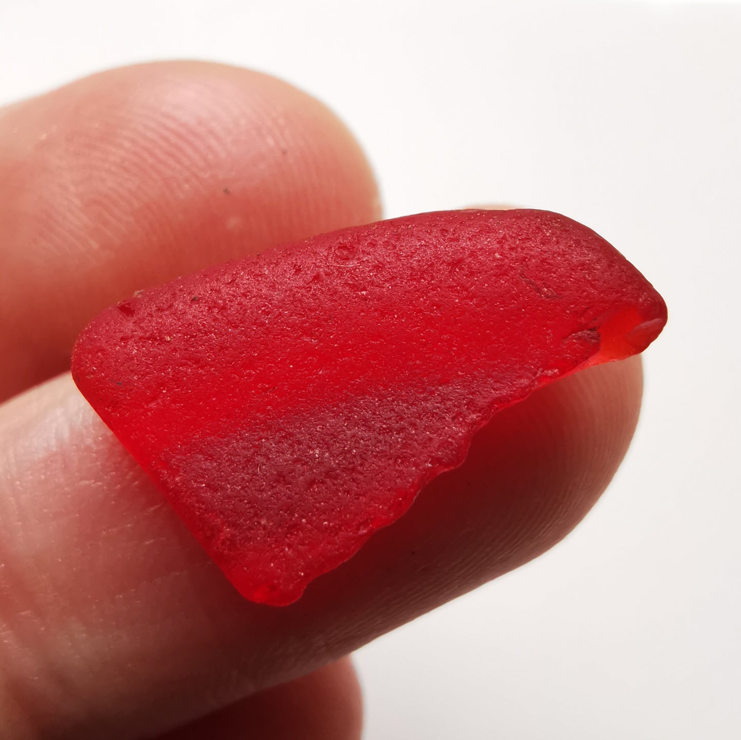 Scottish red sea glass heart & sterling silver pendant.