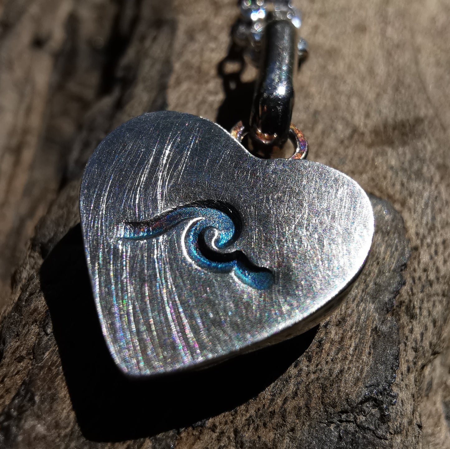 Scottish pink sea glass heart & sterling silver pendant.