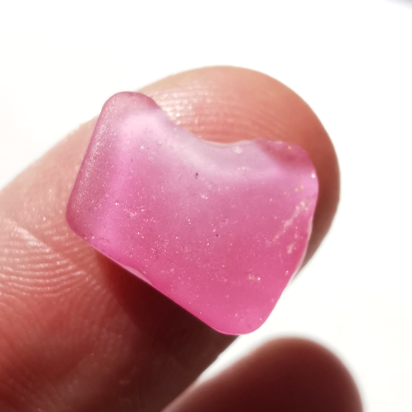 Tiny Scottish pink sea glass heart & sterling silver pendant.