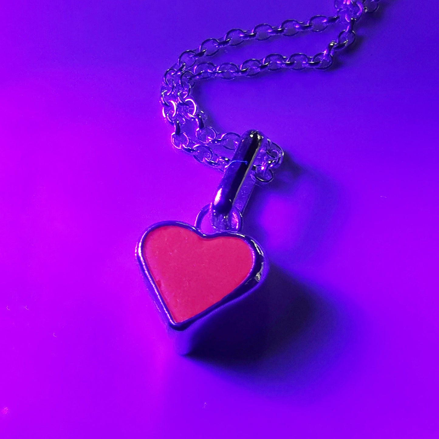 Scottish UV deep orange sea glass heart & sterling silver pendant.