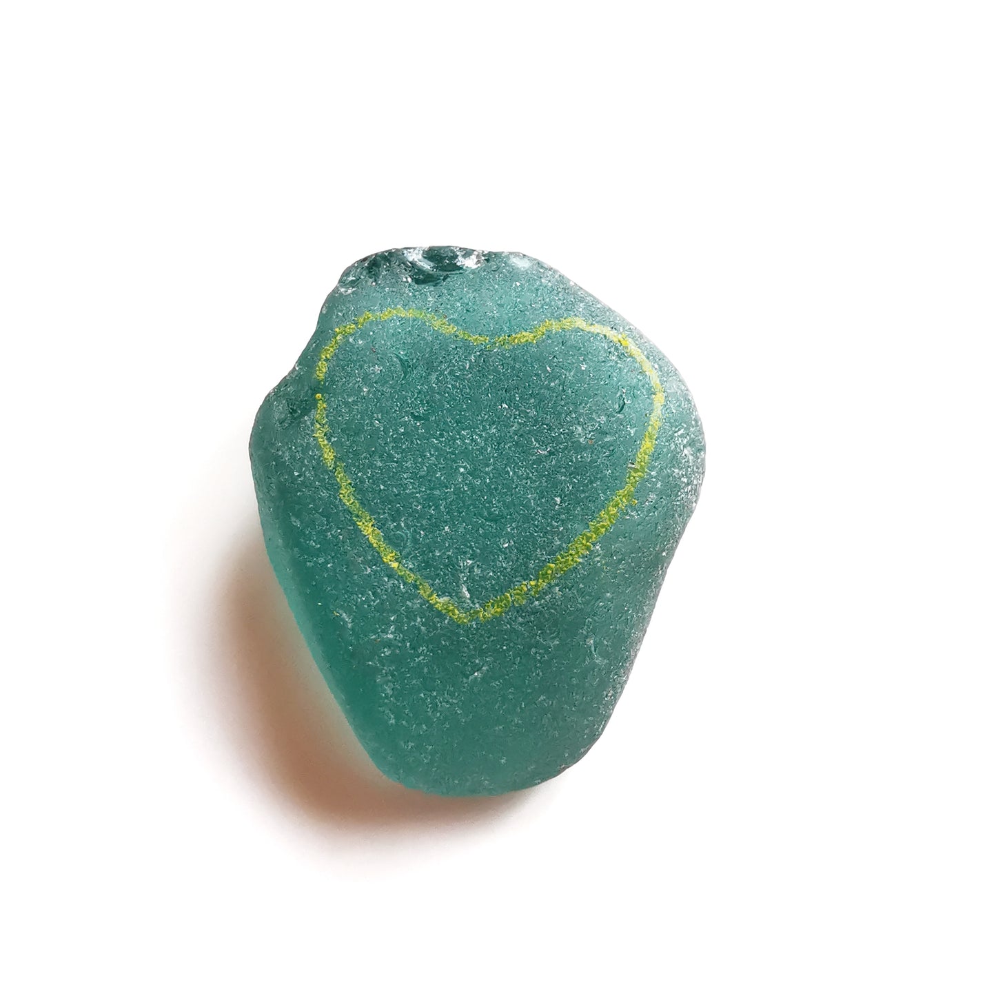 Scottish turquoise sea glass heart & sterling silver ring size N/7.