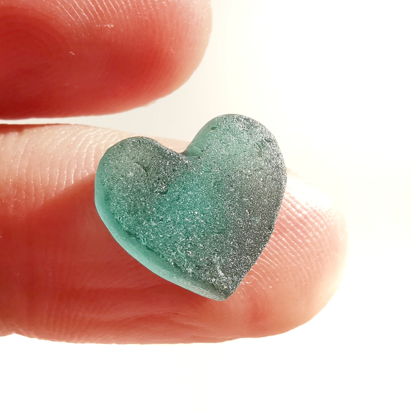 Scottish turquoise sea glass heart & sterling silver ring size N/7.