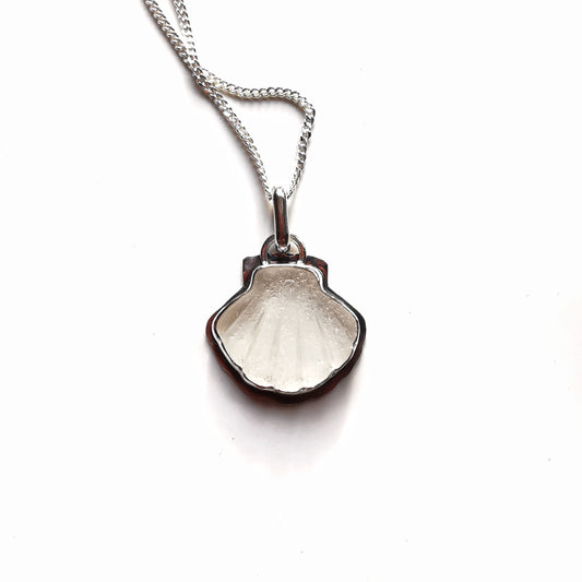 Reserved for Lesley. Scottish sea glass shell & sterling silver pendant.