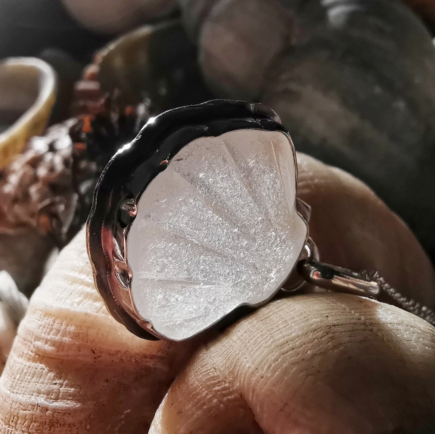 Reserved for Lesley. Scottish sea glass shell & sterling silver pendant.