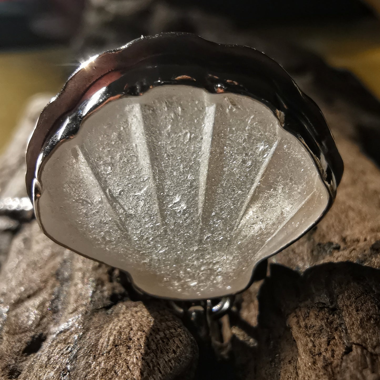 Reserved for Lesley. Scottish sea glass shell & sterling silver pendant.