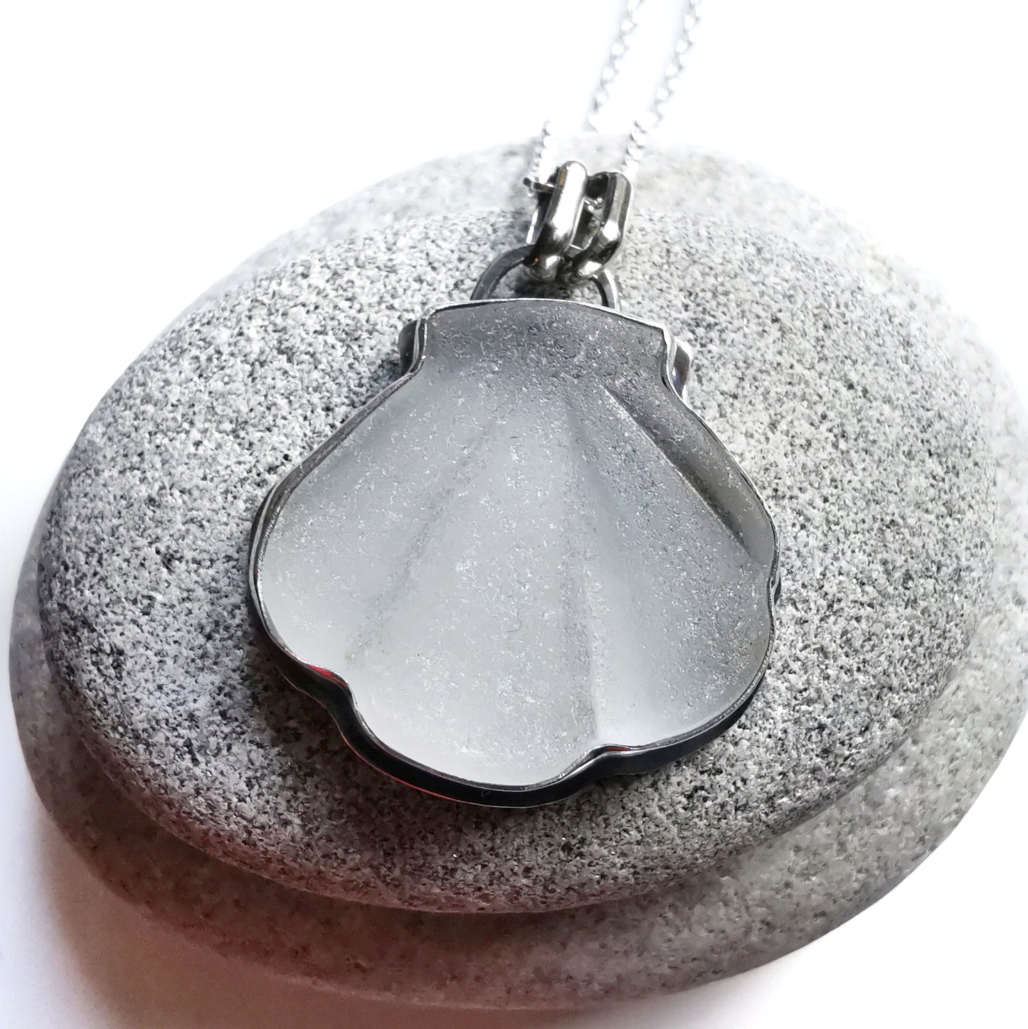 Scottish sea glass shell & sterling silver pendant.