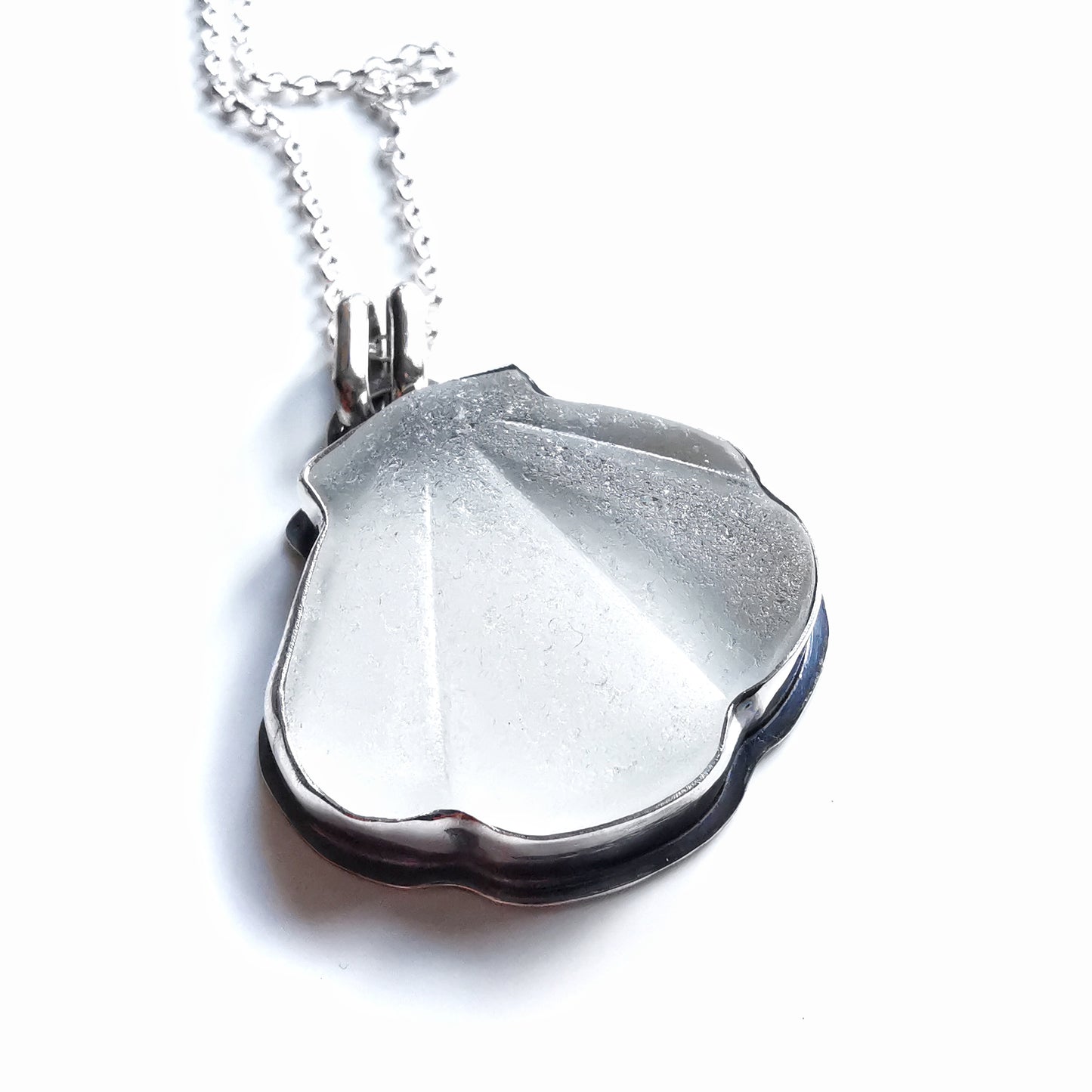 Scottish sea glass shell & sterling silver pendant.