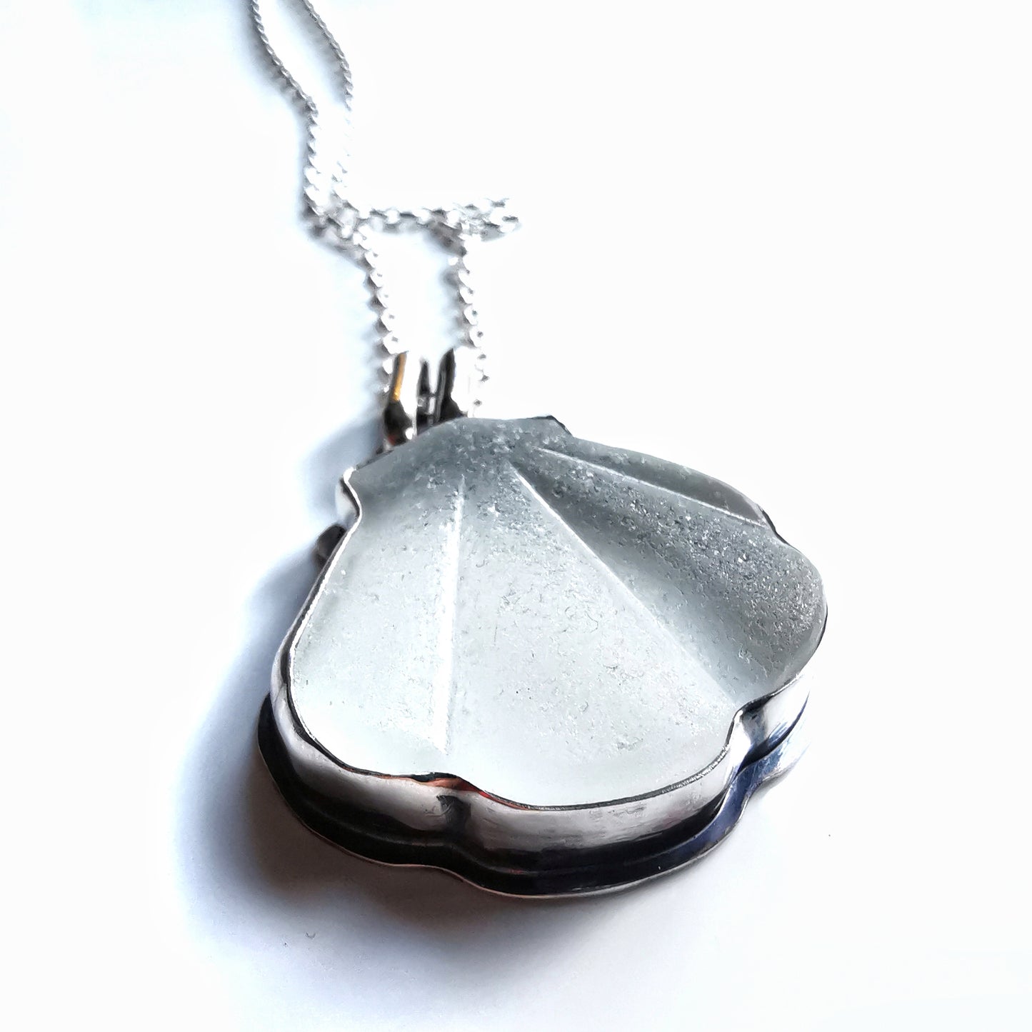 Scottish sea glass shell & sterling silver pendant.