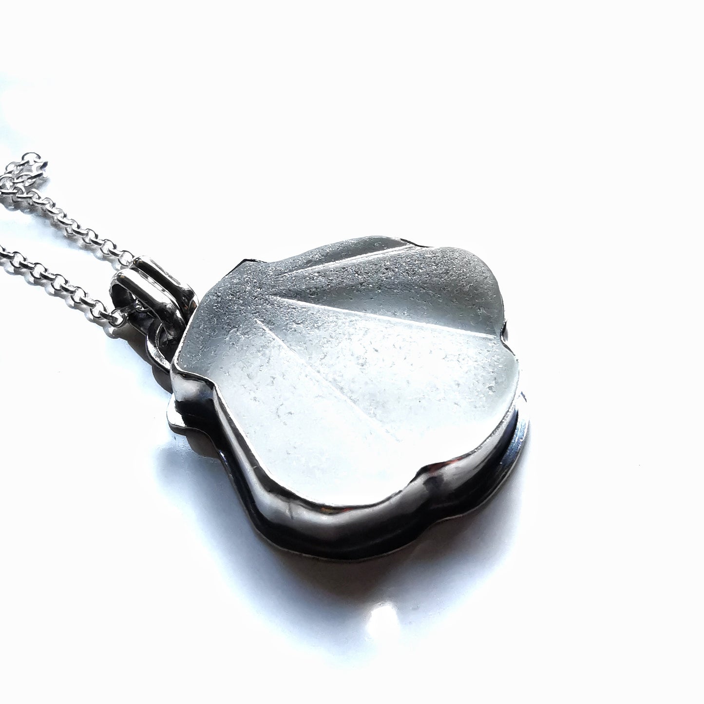 Scottish sea glass shell & sterling silver pendant.