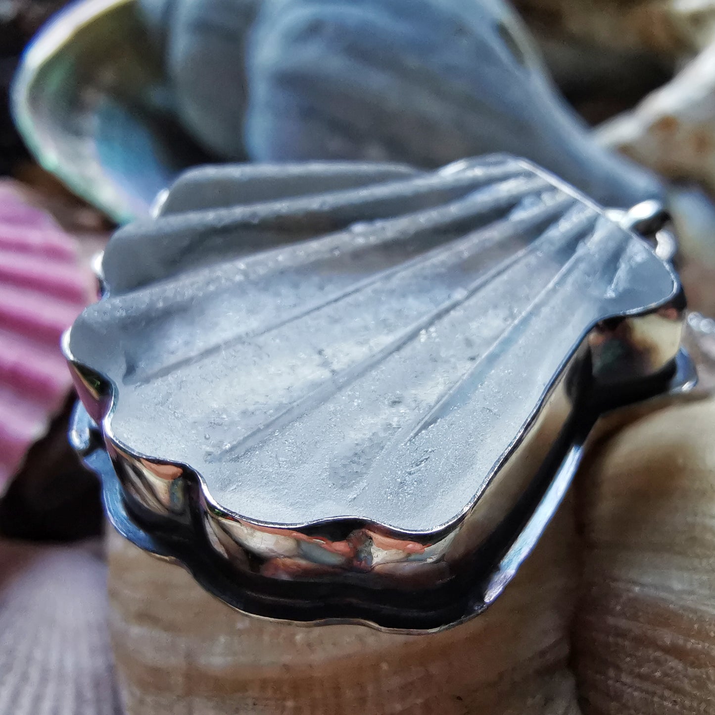 Scottish sea glass shell & sterling silver pendant.
