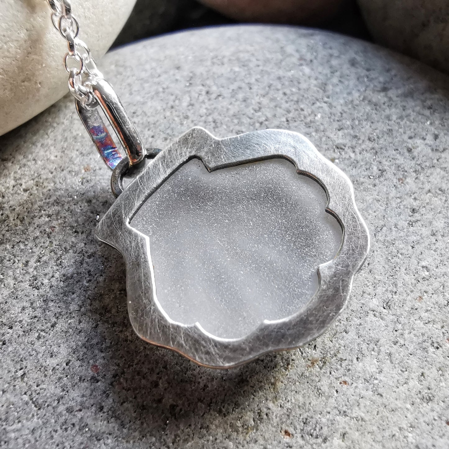 Scottish clear sea glass shell & sterling silver pendant.