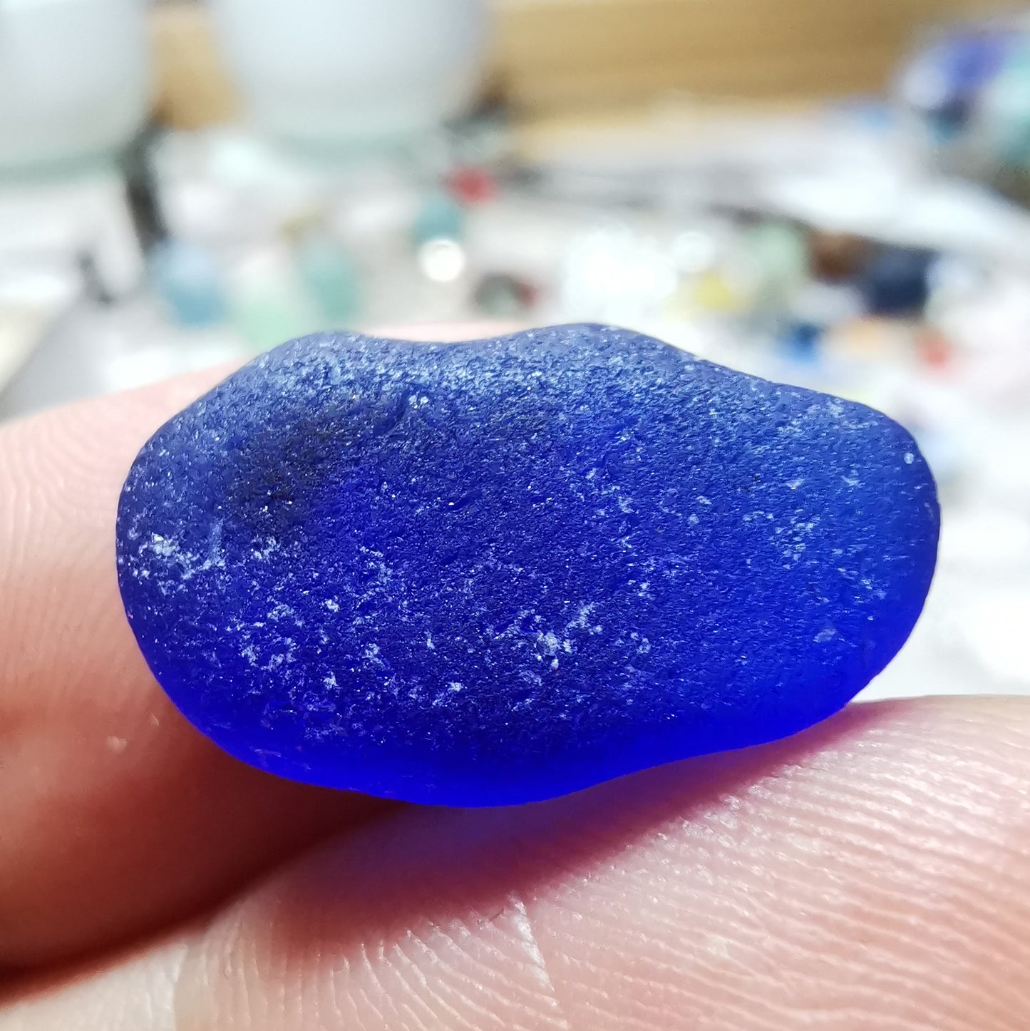 Scottish blue sea glass cloud & sterling silver pendant.