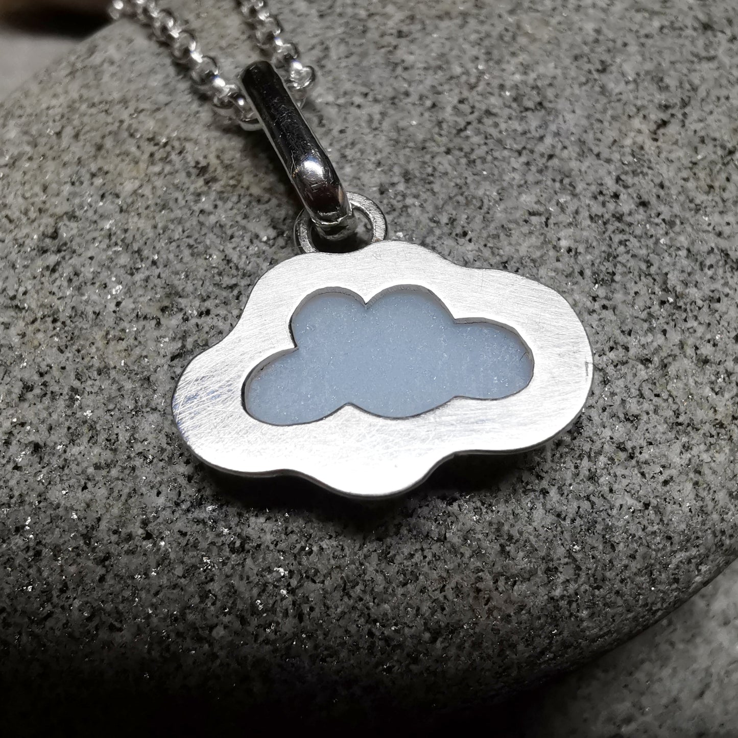 Scottish white sea glass cloud & sterling silver pendant.