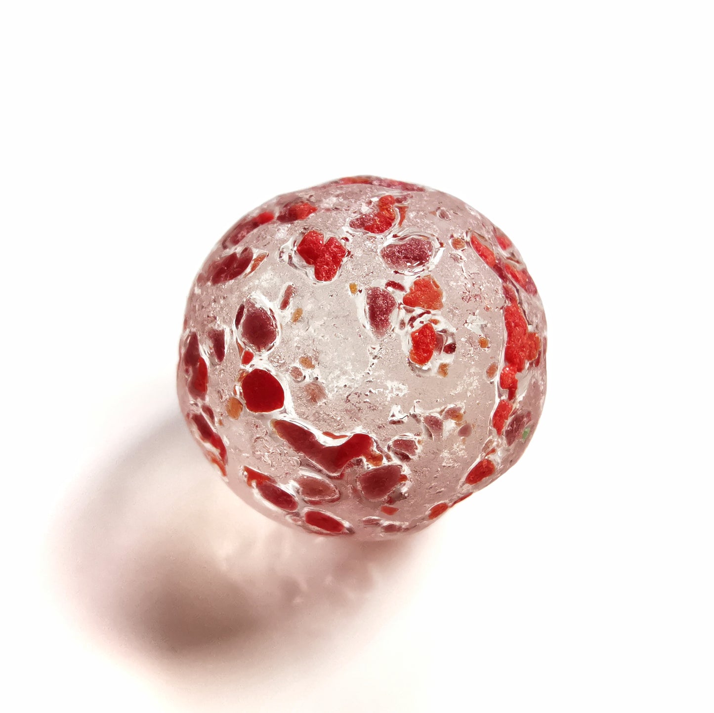 Genuine red speckled confetti sea glass marble & sterling silver pendant.