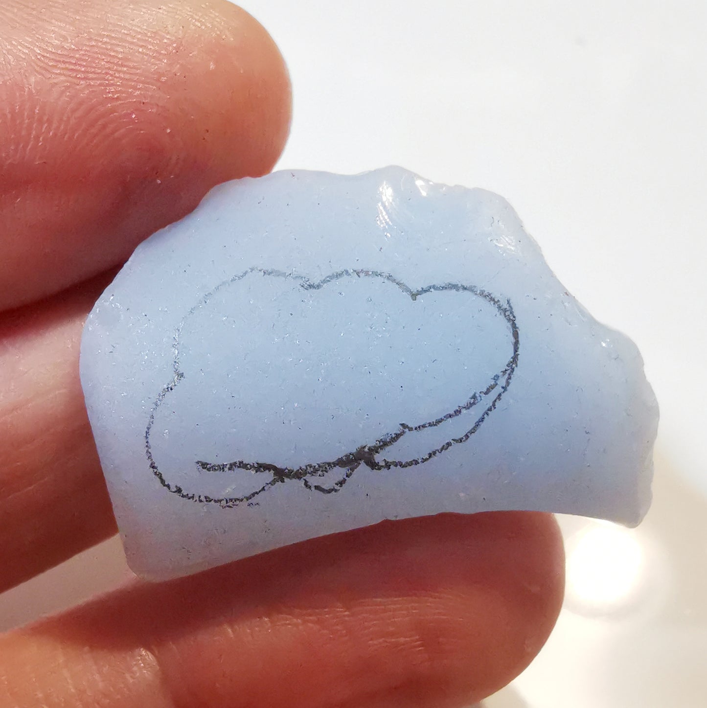 Reserved for Kerry. Scottish blue sea glass cloud & sterling silver pendant.