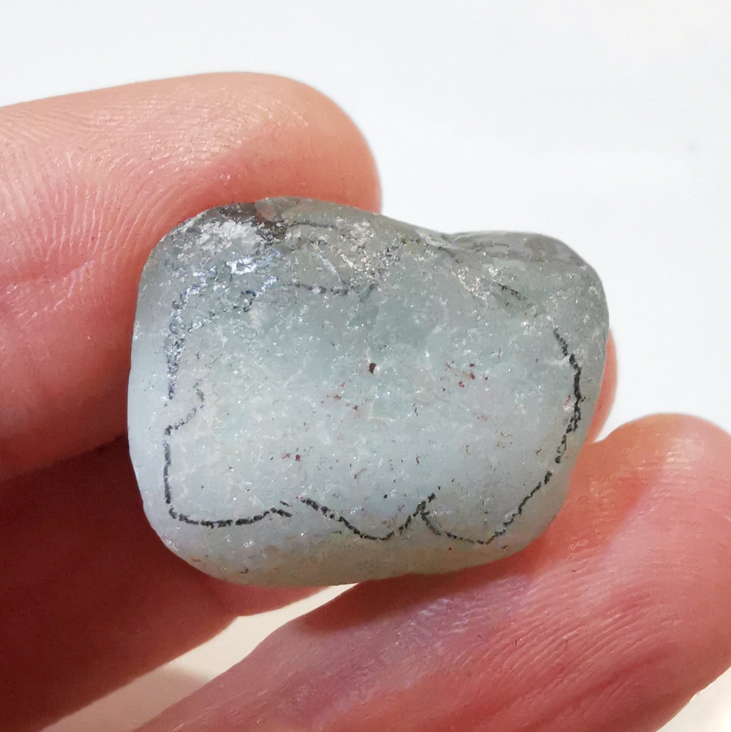 Opalescent sea glass cloud & sterling silver pendant.