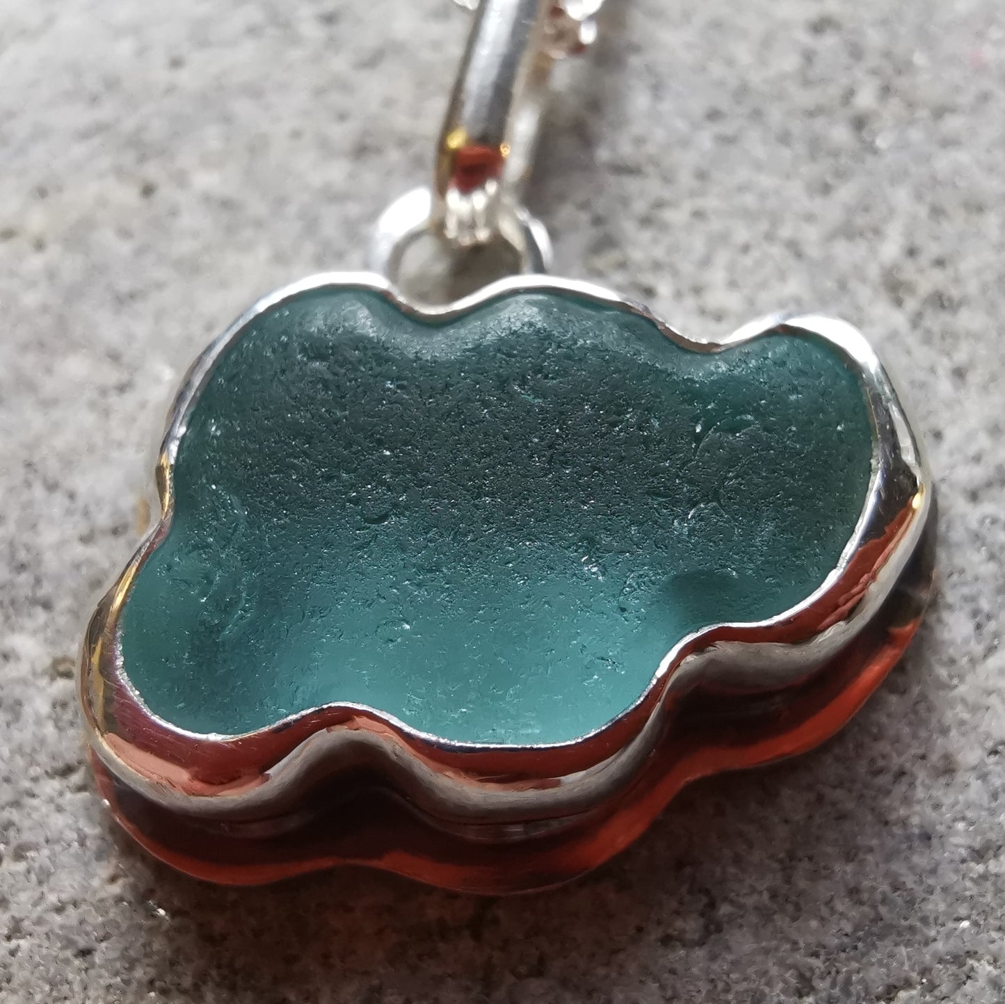 Reserved for Elizabeth. Scottish blue sea glass cloud & sterling silver pendant.