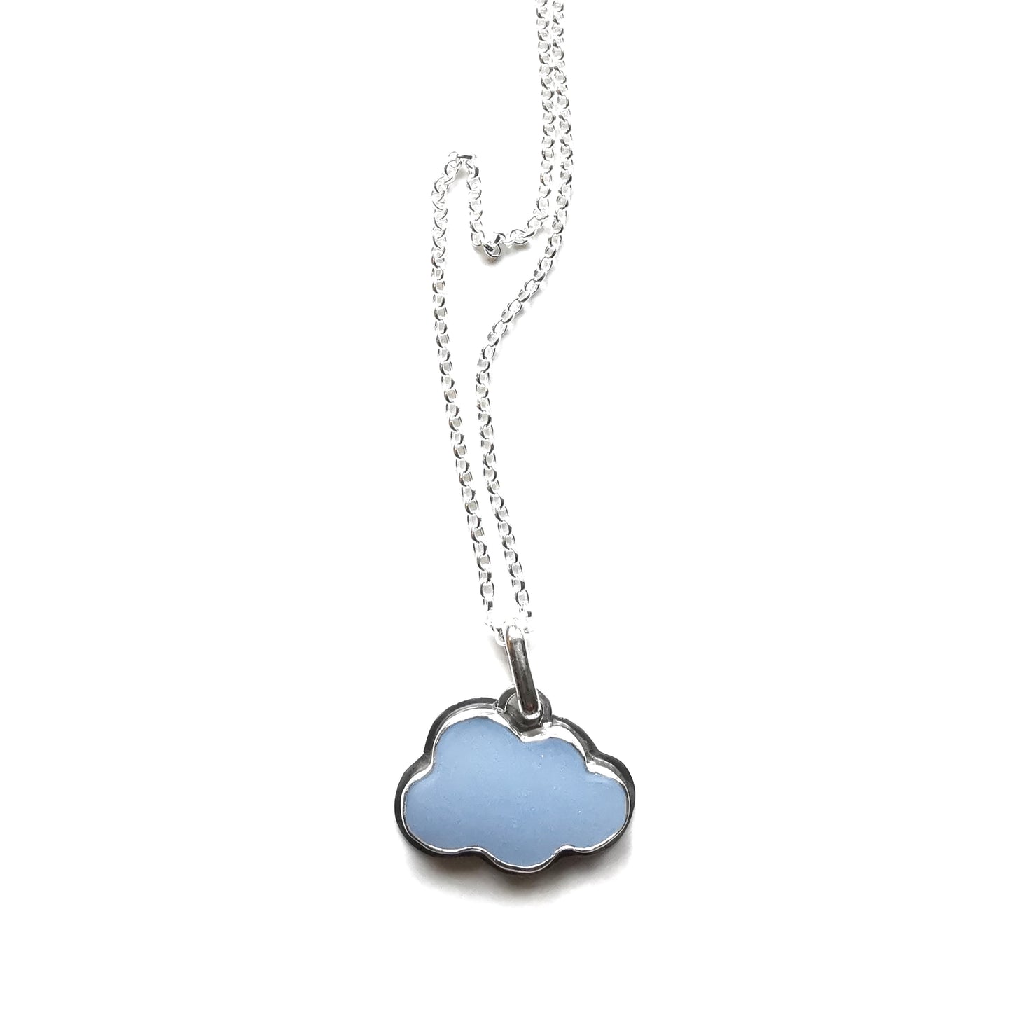 Reserved for Kerry. Scottish blue sea glass cloud & sterling silver pendant.