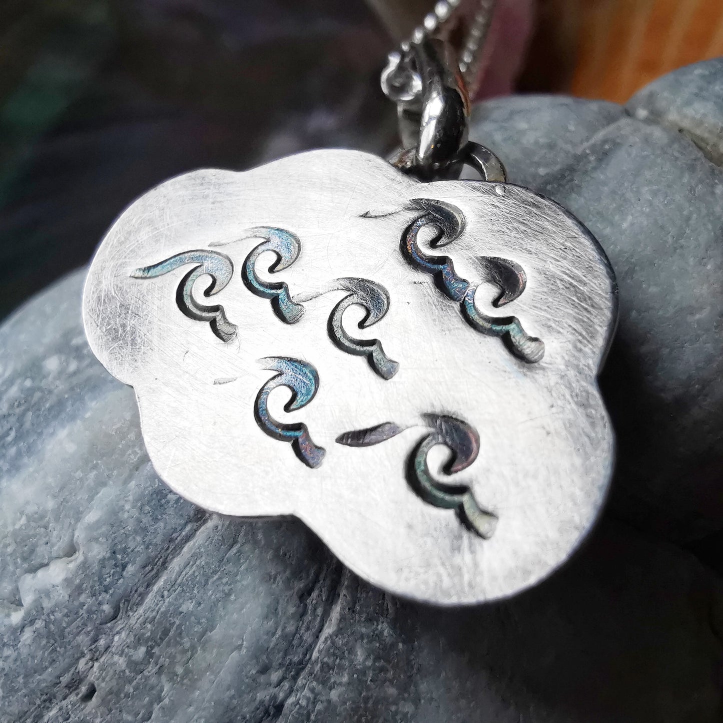 Reserved for Kerry. Scottish blue sea glass cloud & sterling silver pendant.