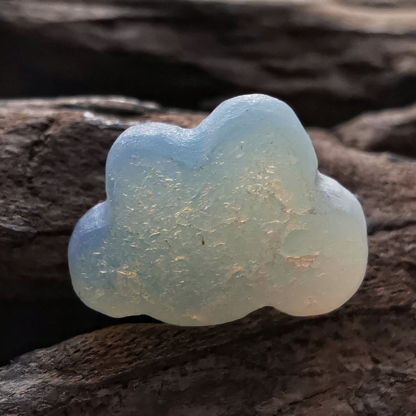 Reserved for Gatia.  Genuine opalescent sea glass cloud & sterling silver pendant.