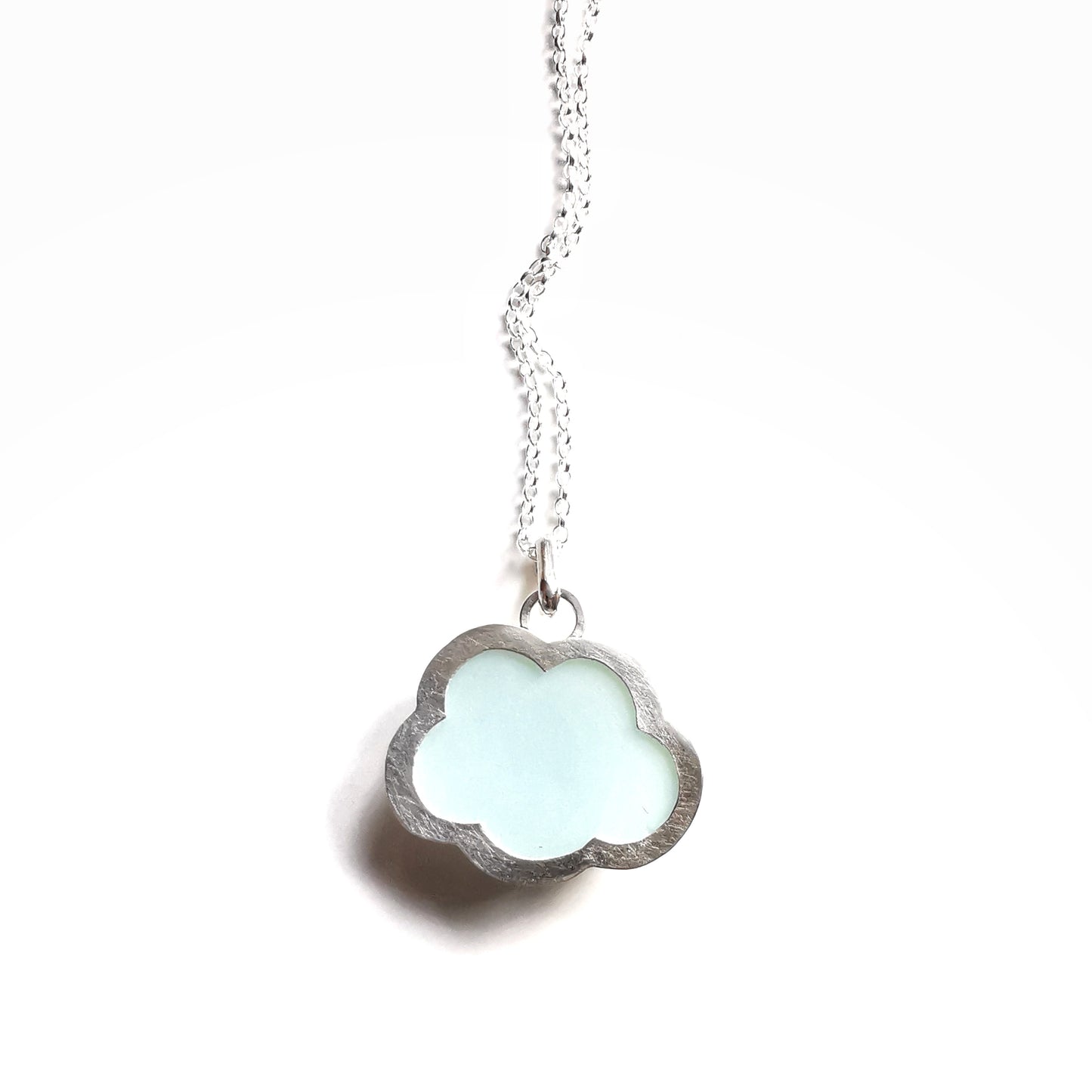 Reserved for Gatia.  Genuine large opalescent sea glass cloud & sterling silver pendant.